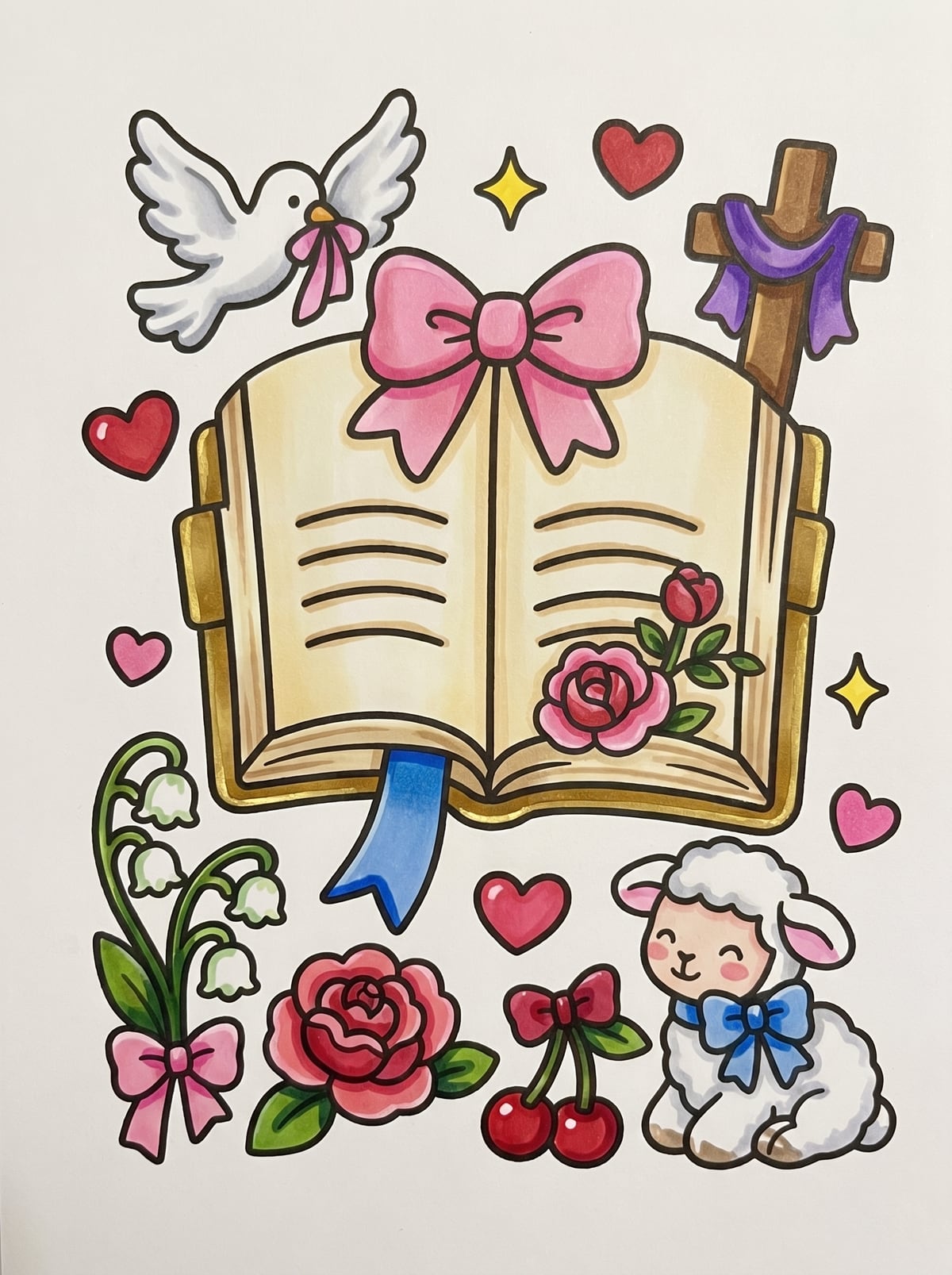Bows & Bibles colored example